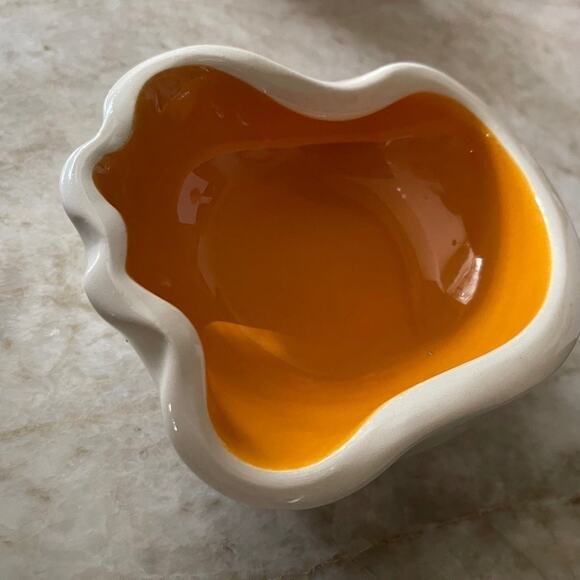 Vintage Bonwit Teller pottery dish ashtray orange and white France - Picture 2 of 12